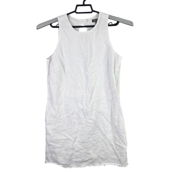Womens Tommy Bahama White Sleeveless 100% Linen Shift Dress Keyhole Back Size M - Picture 1 of 8